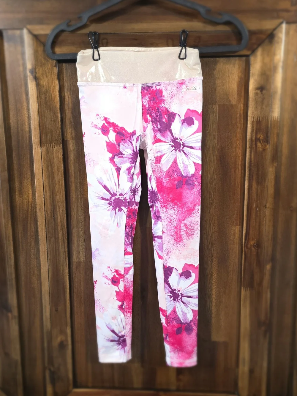 Justice Pink & Gold Floral One-Piece Leotard with Matching Leggings